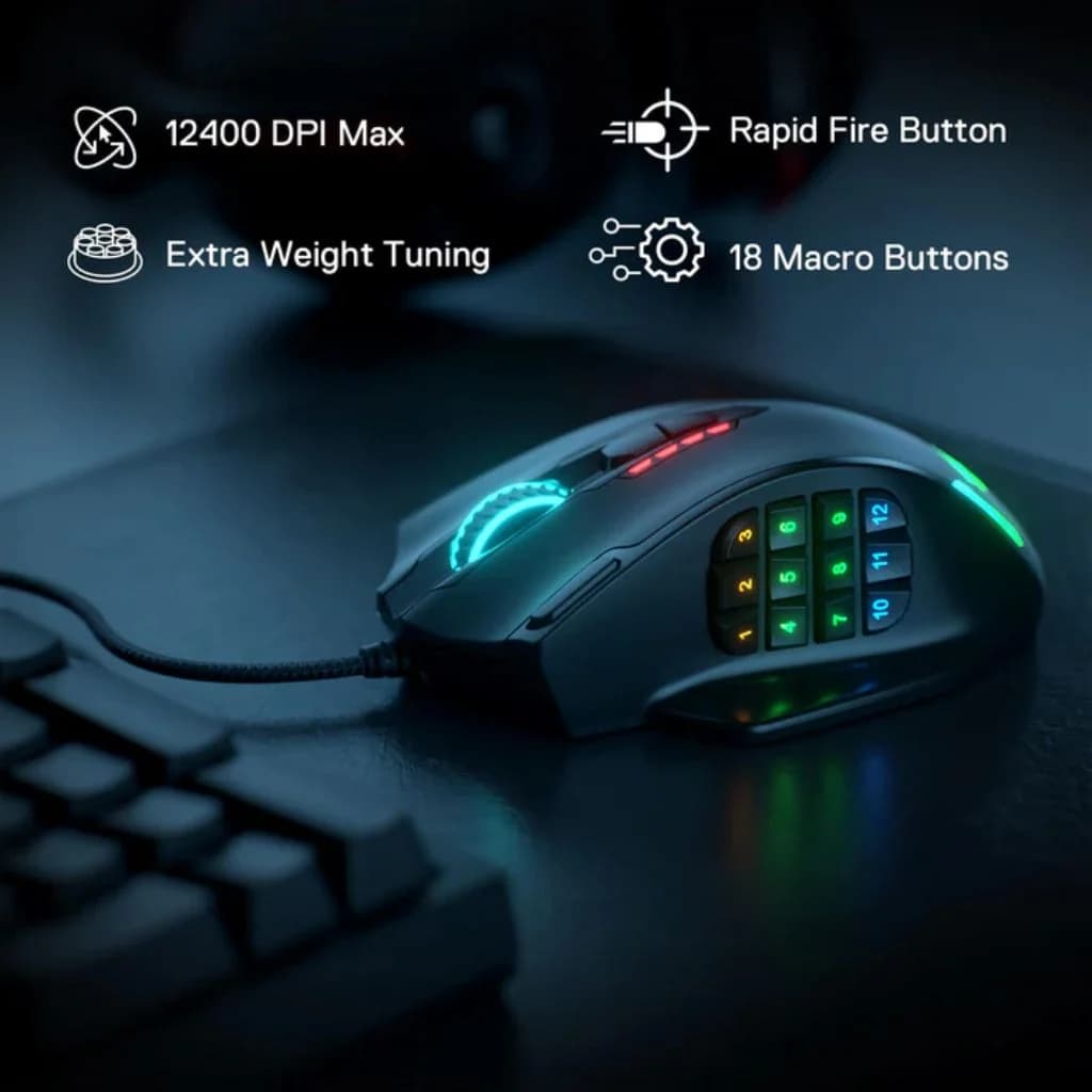 Redragon IMPACT M908 Wired Gaming Mouse - Black — thumbnail 4 of 6