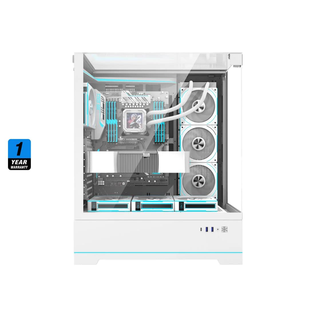 DarkFlash DY450L Pro Mid Tower Case - White — thumbnail 2 of 9