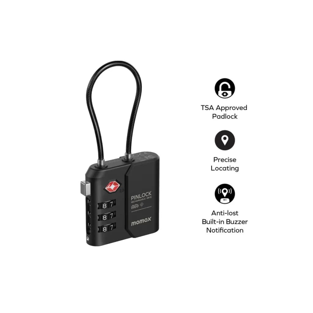 Momax PinLock Find My Locator with TSA Padlock - Black — thumbnail 2 of 3