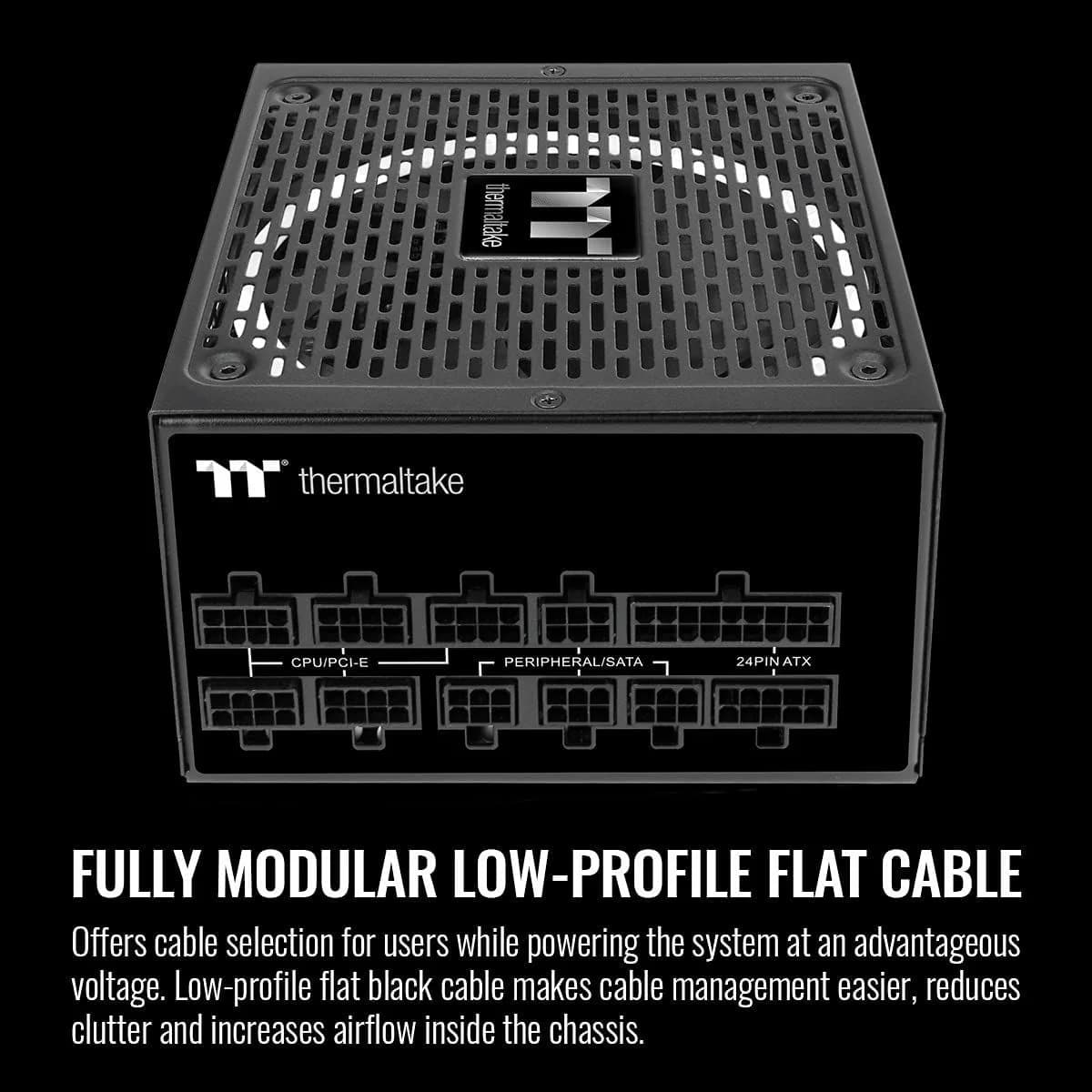 Thermaltake Toughpower GF1 1200W – 80 PLUS Gold Fully Modular ATX PSU, Smart Zero 140 mm Fan — thumbnail 4 of 6