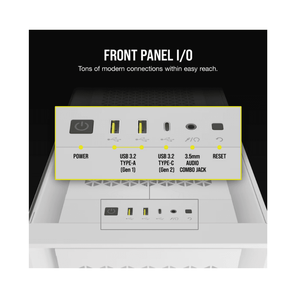 CORSAIR 5000D ICUE AIRFLOW FAN RGB MT CASE WHITE — thumbnail 4 of 5