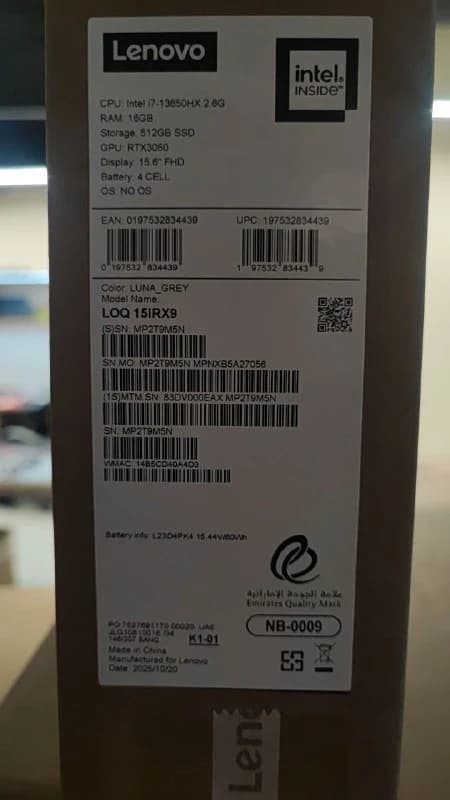 Lenovo LOQ 15, RTX 3050 6GB, Intel Core i7-13650HX, RAM 16GB, SSD 512GB, 15.6 Inch FHD IPS 144Hz, Luna Gray — thumbnail 6 of 6