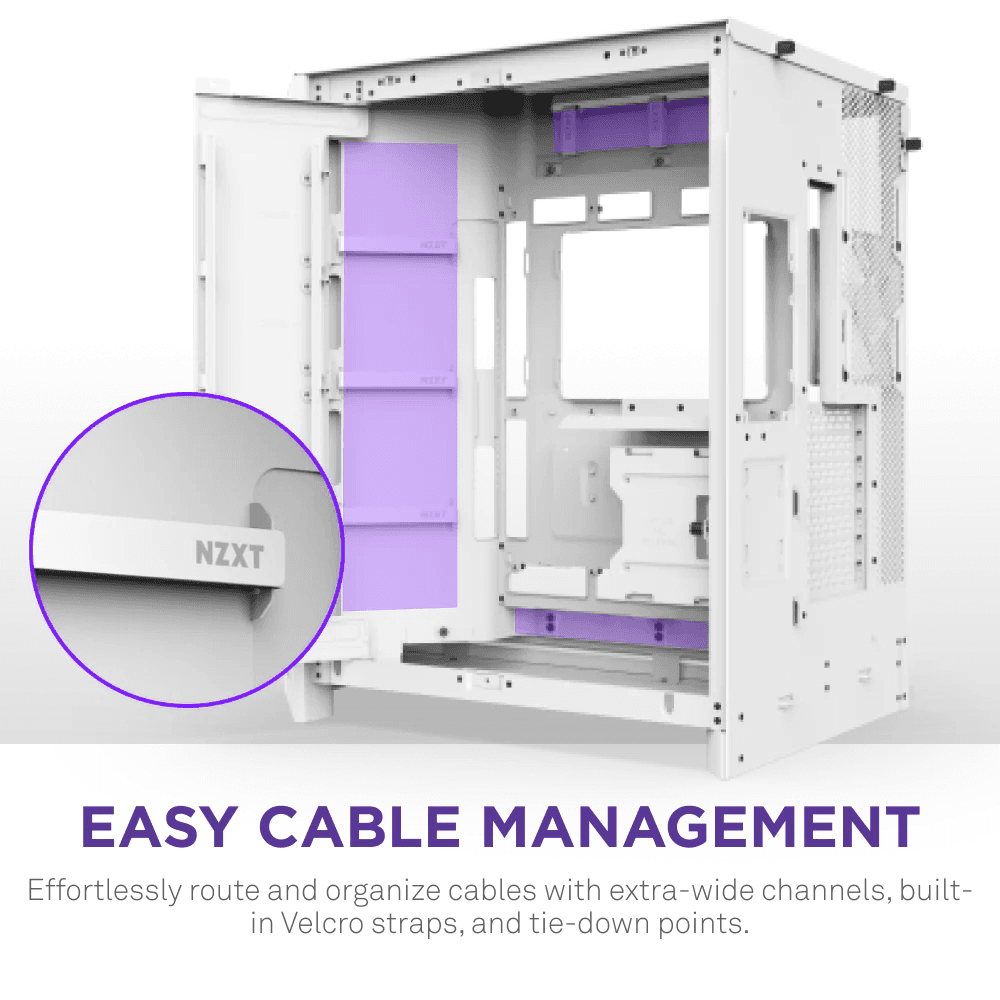 NZXT H9 FLOW RGB+ DUAL-CHAMBER MID TOWER Airflow With CONTROL HUB White CASE — thumbnail 8 of 9