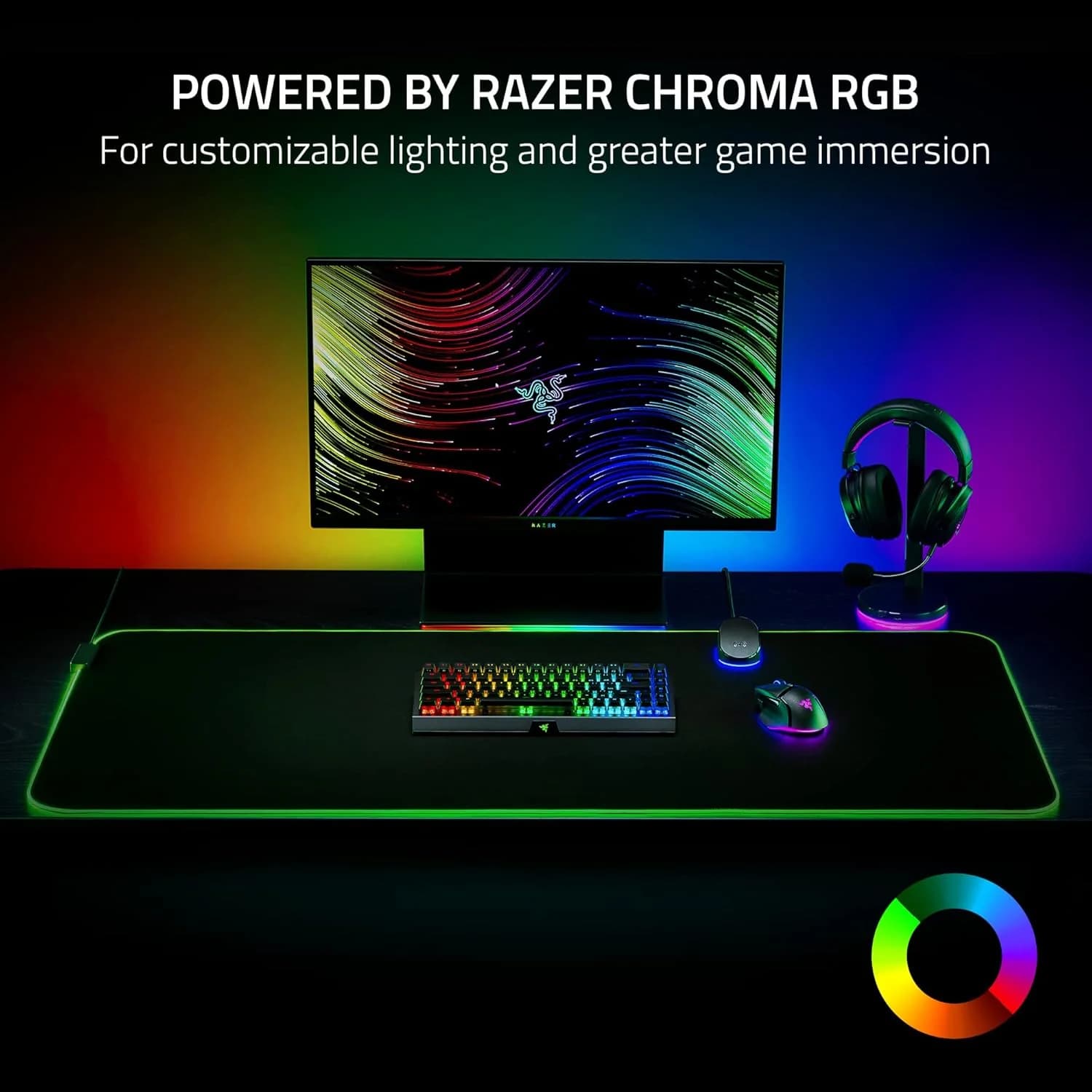 Razer Goliathus Chroma 3XL Gaming Mouse Pad: Micro-Textured Cloth Surface - Large to Cover Desk Setup - Chroma RGB - Optimized for All Sensitivity Settings and Sensors - Non-Slip Rubber Base — thumbnail 2 of 6