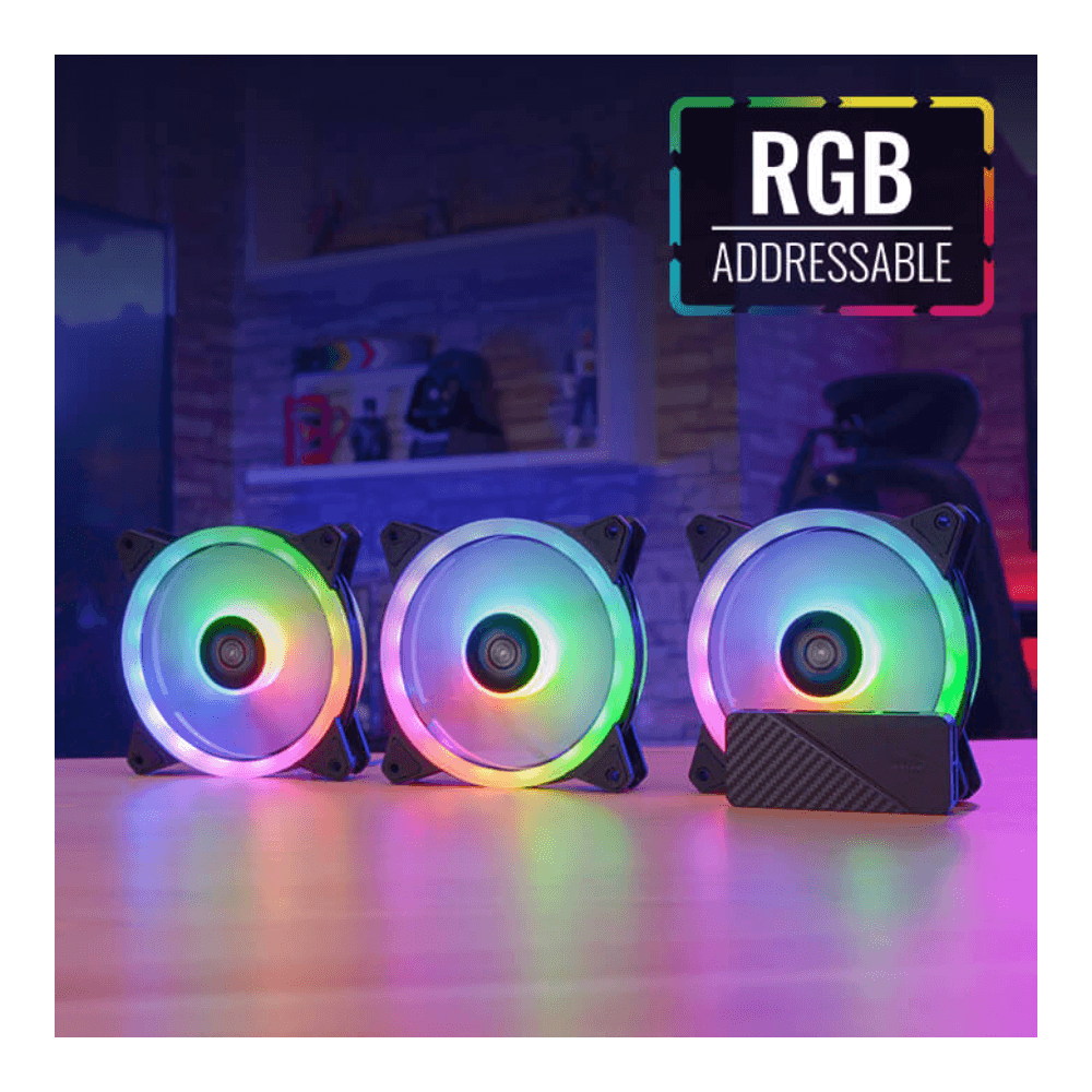 AEROCOOL FAN CASE DOU 12 PRO 3X120mm ARGB BLACK+ REMOTE CONTROL — thumbnail 3 of 5