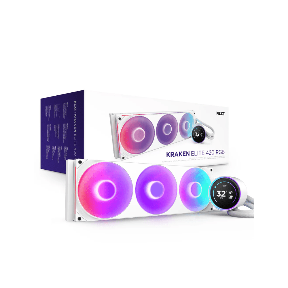 NZXT KRAKEN ELITE 420MM RGB WITH CONTROLLER WHITE RL-KR42E-W2