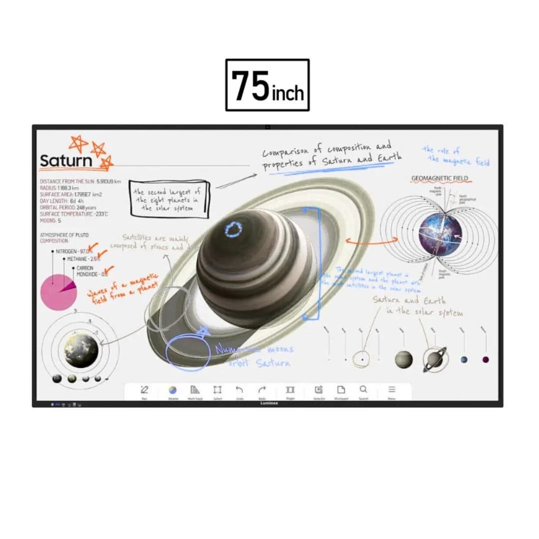 Luminex 75-Inch 4K UHD & AI Built-in Camera Smart Interactive Whiteboard, Android 13.0, RAM 8GB, Storage 128GB — thumbnail 3 of 5