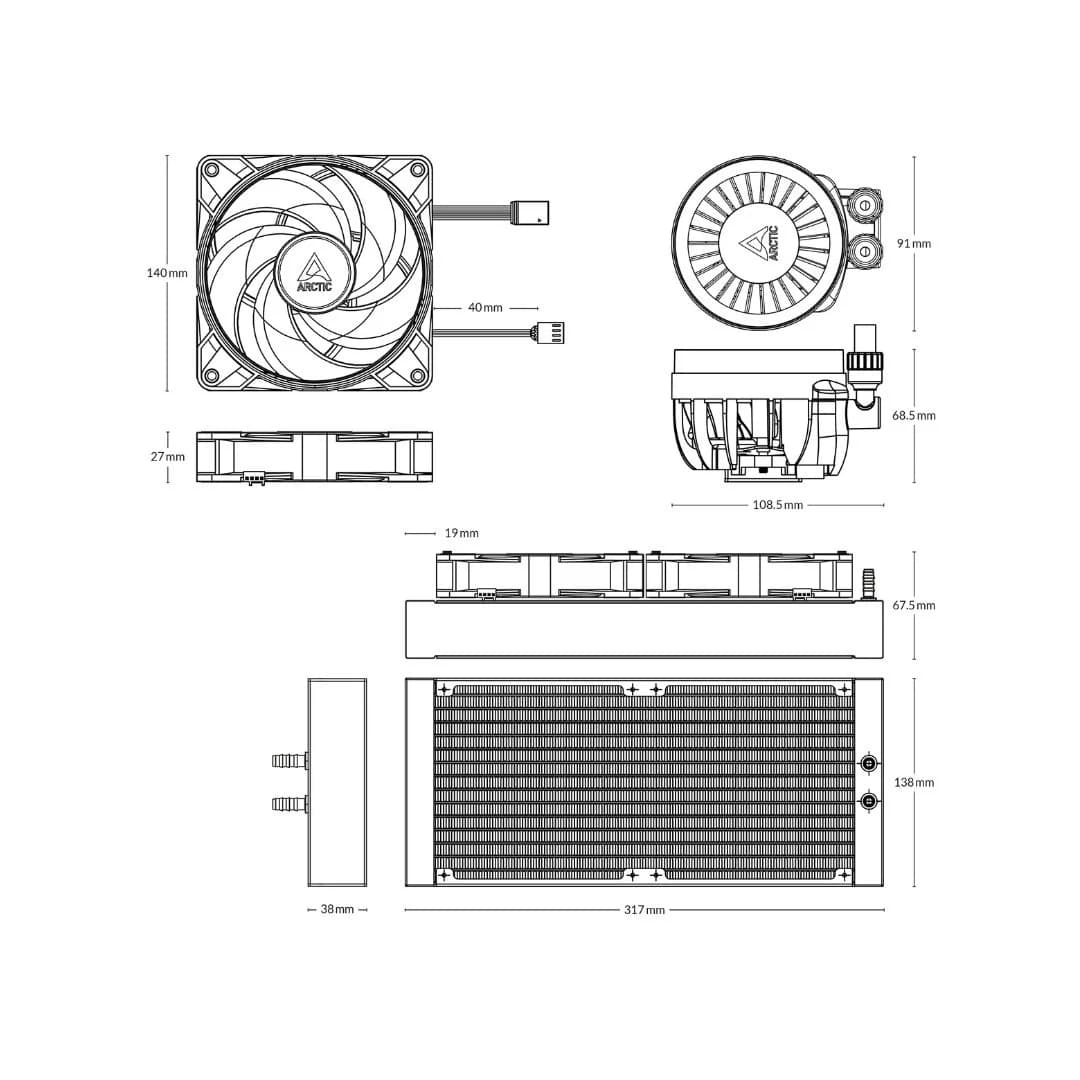 Arctic Liquid Freezer III 280 A-RGB - White — thumbnail 6 of 7
