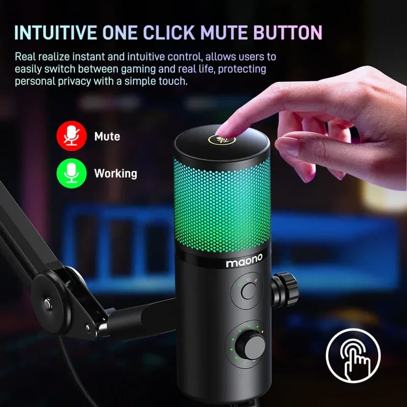 MAONO DM50 USB Condenser Microphone, 3 Polar Patterns, Smart Knob, RGB, Plug and Play for Streaming and Recording — thumbnail 6 of 9