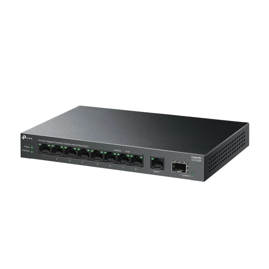 TP-Link LS-1210GP, Gigabit Desktop Switch, 10-Port with 8-Port PoE+ — thumbnail 3 of 4