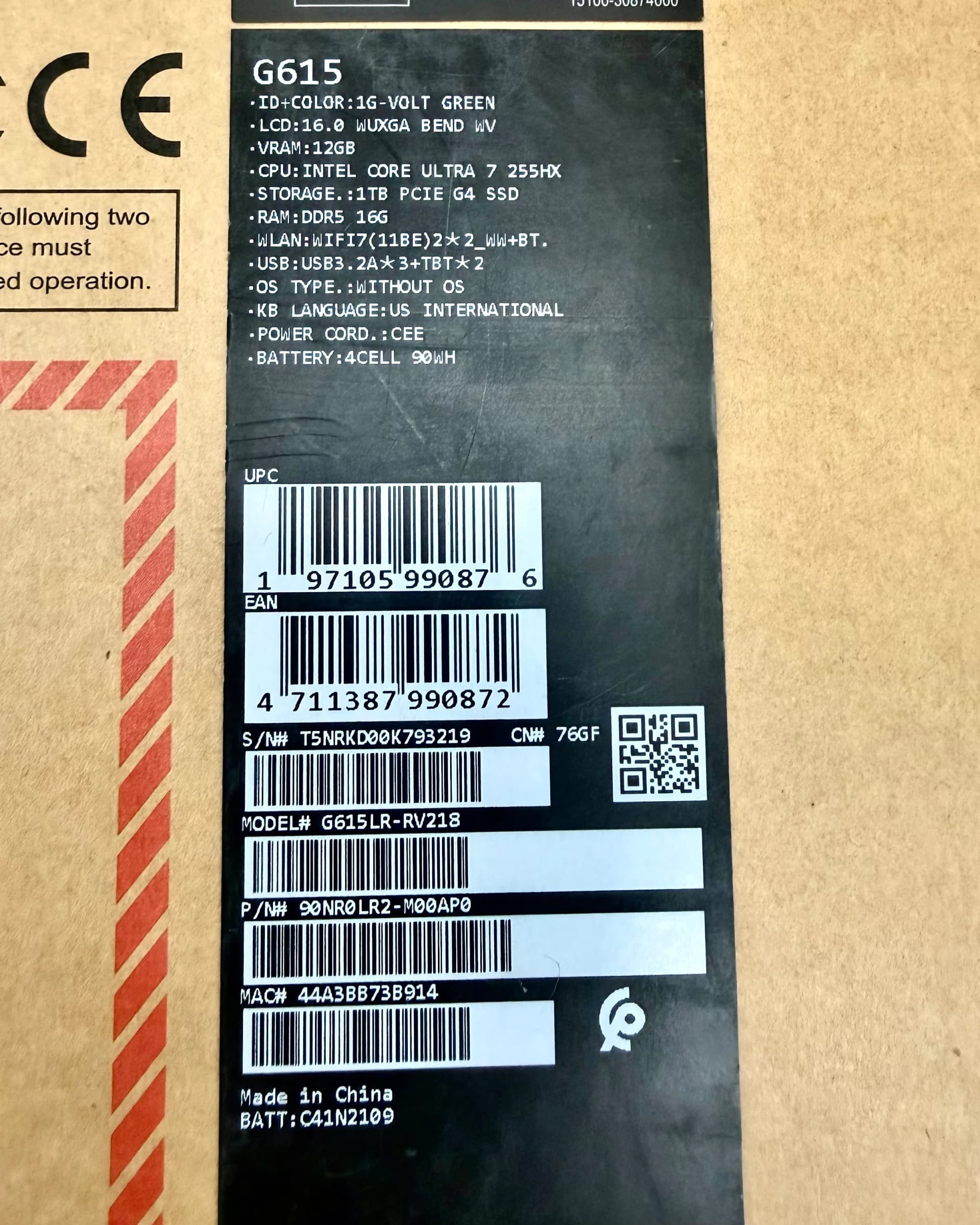 ASUS ROG Strix G16, NVIDIA RTX 5070 Ti 12G, Intel Core Ultra 7-255HX, RAM 16GB, 1TB SSD NVMe, 16.0 Inch WUXGA 165Hz IPS, Eclipse Gray — thumbnail 9 of 9