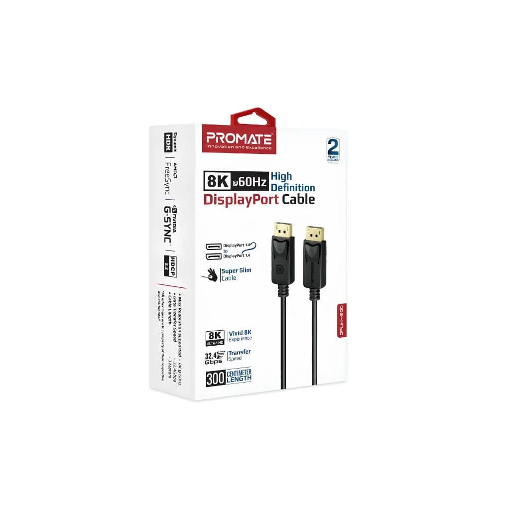 Promate DPLink-300 DisplayPort 1.4 Cable - 3M — thumbnail 2 of 2