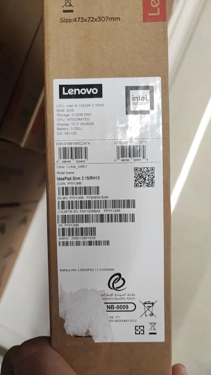 Lenovo IdeaPad Slim 3, Intel® UHD Graphics, Intel Core i5-13420H, RAM 8GB, SSD 512GB, 15.3 WUXGA IPS, Luna Grey — thumbnail 8 of 8