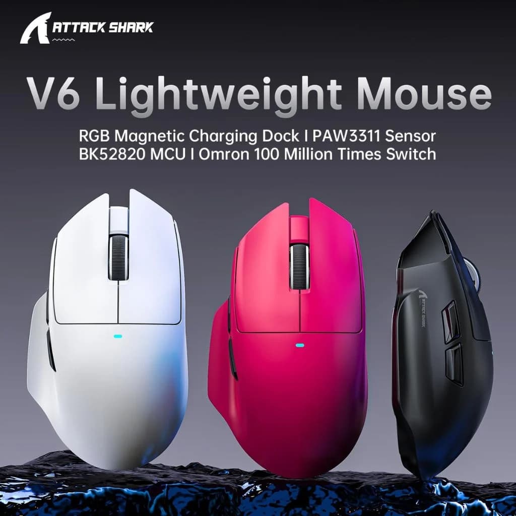 Attack Shark V6 Wireless Gaming Mouse - Black — thumbnail 3 of 5