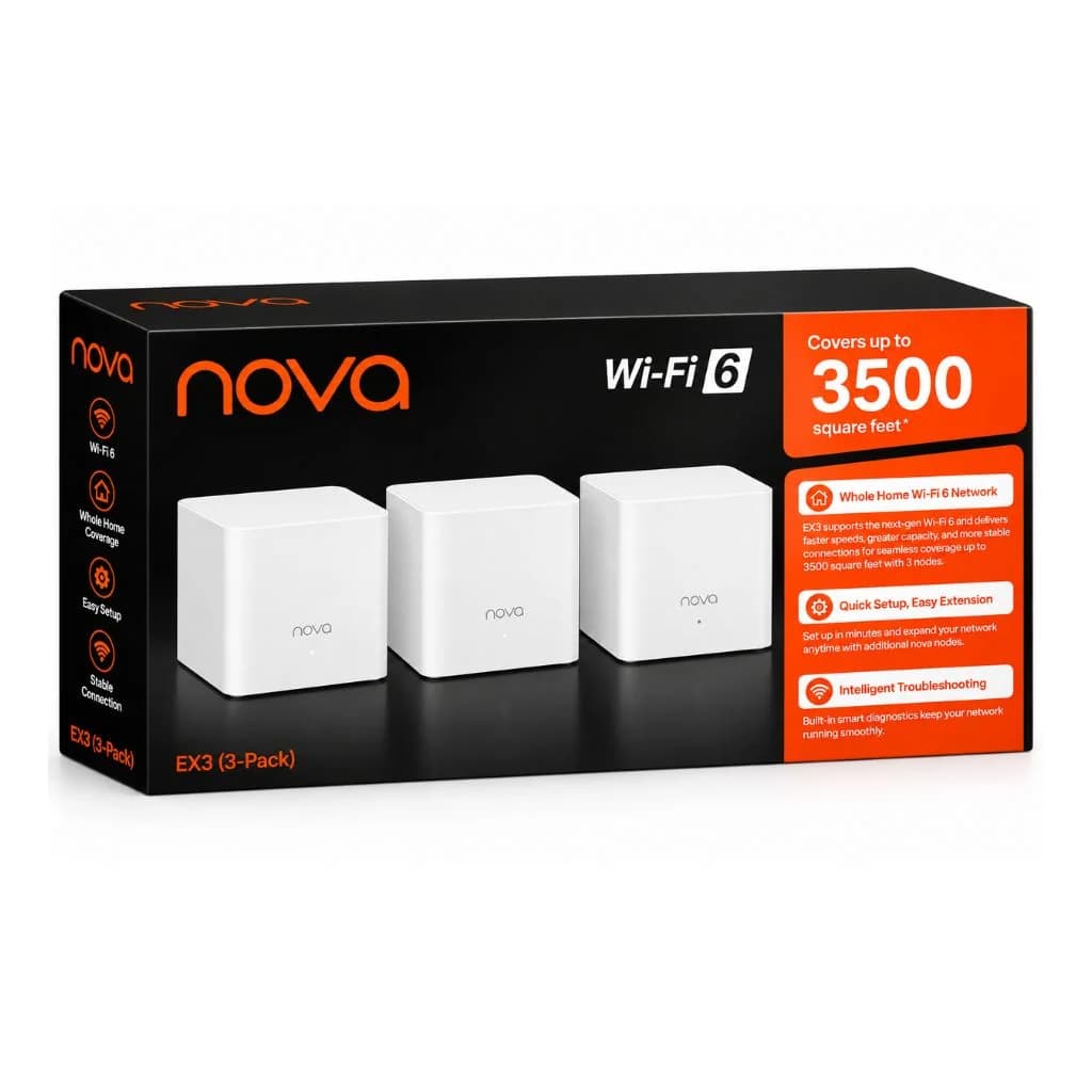 Tenda EX3 3-Pack AX1500 - Whole Home Mesh Wi-Fi 6 System