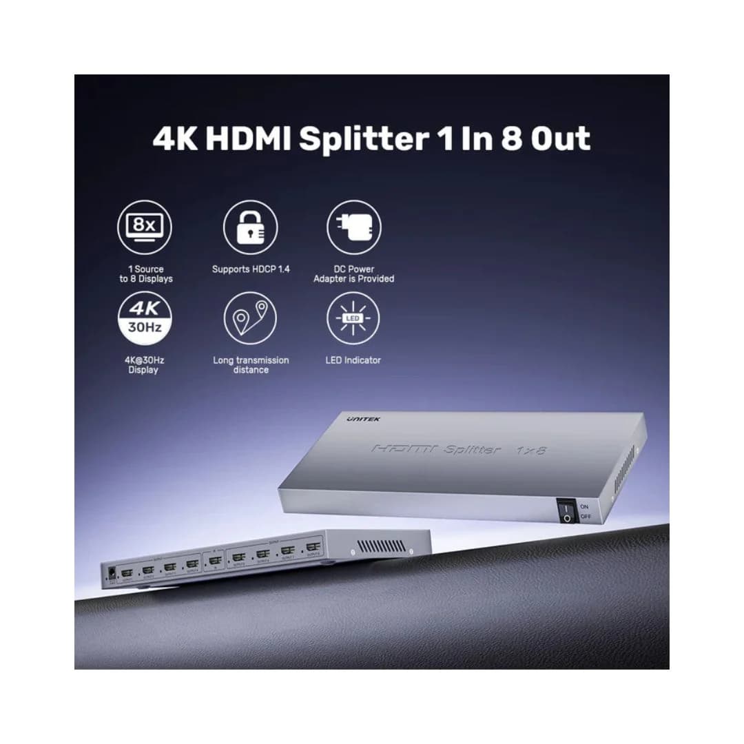 UNITEK 4K HDMI Splitter 1 In 8 Out V1132A01 — thumbnail 3 of 3