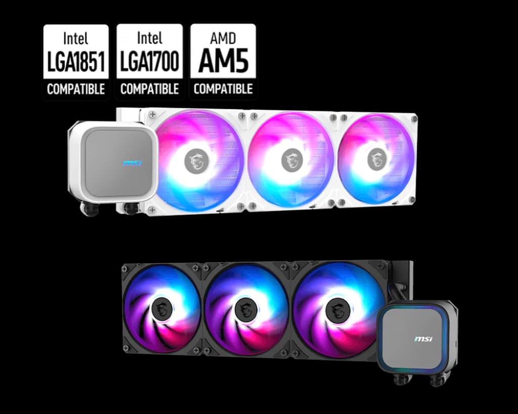 MSI MAG CORELIQUID A13 360 AIO Liquid Cooler – 360mm Radiator, ARGB, CycloBlade Fans, Copper Base, LGA1700/AM5 Support