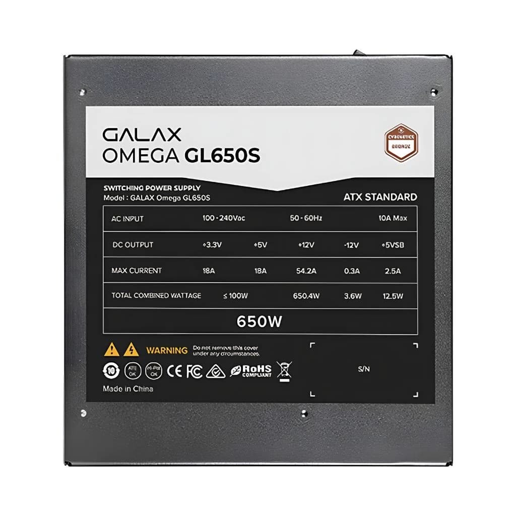 Galax GL650S 650W 80+ Bronze Non-Modular PSU - Black — thumbnail 5 of 5