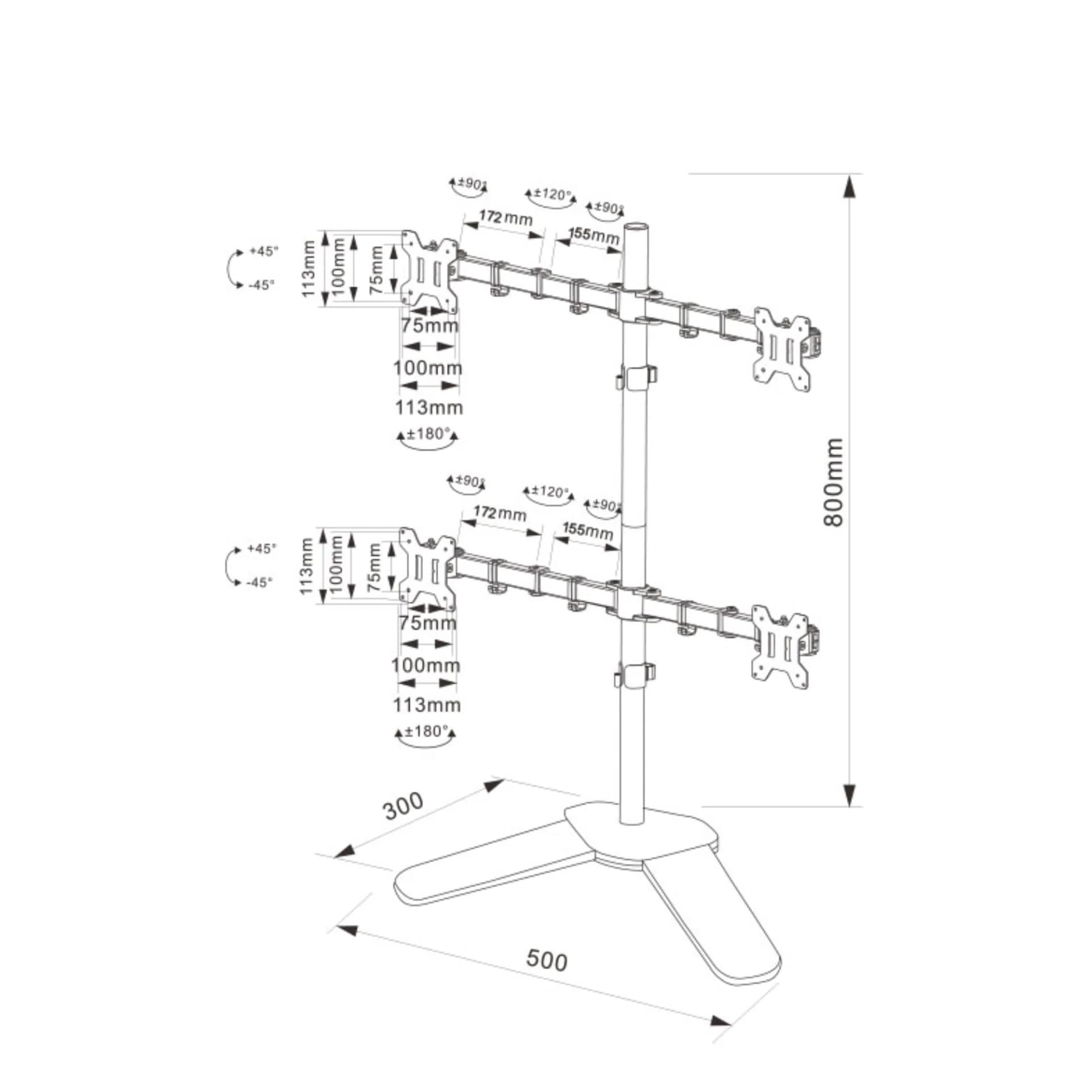 Raptor M044 Monitor Stand Base Desk Mount - 4 Arm — thumbnail 3 of 3