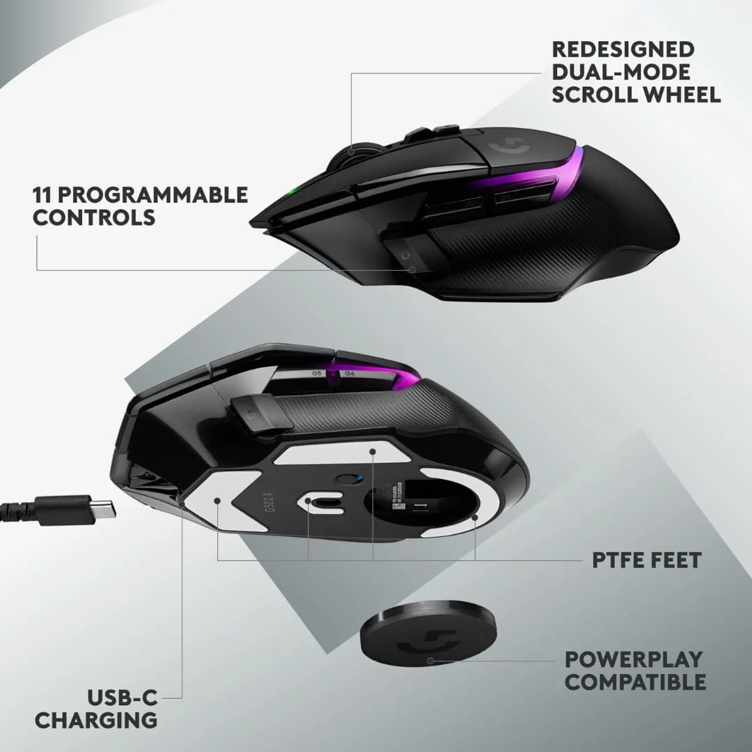 Logitech G502 X PLUS Lightspeed Wireless Optical Mouse Black — thumbnail 6 of 6