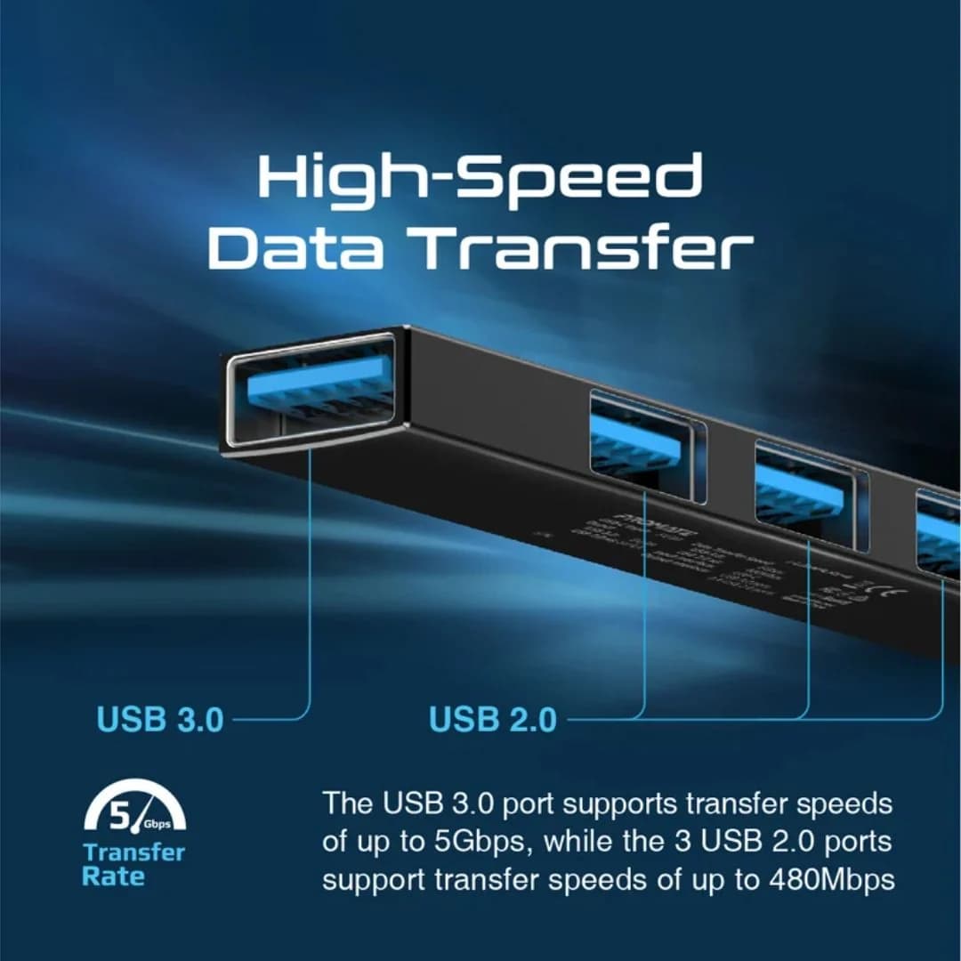 Promate LiteHub-4 4-in-1 Multi-Port USB-C Data Hub - Black — thumbnail 4 of 4