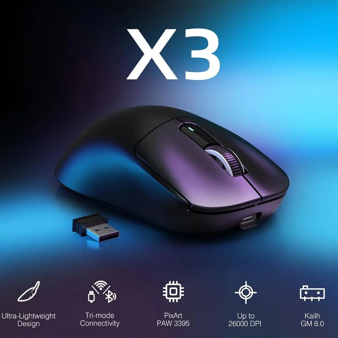 ATTACK SHARK X3  Wireless Gaming Mouse - Black — thumbnail 2 of 8
