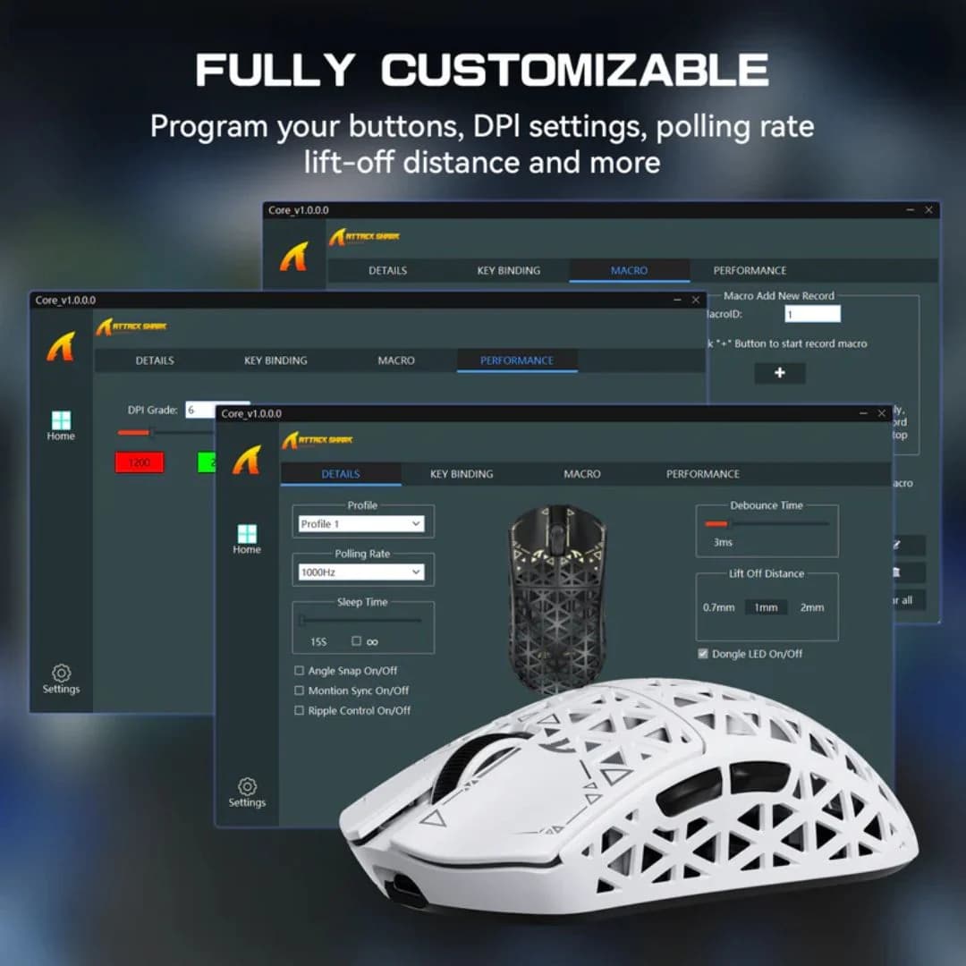 ATTACK SHARK R5 Ultra Carbon Fiber Wireless 8K Gaming Mouse - White — thumbnail 4 of 5