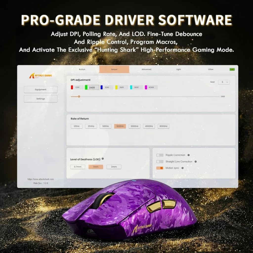 Attack Shark X11 Ultra carbon fiber Wireless - Purple — thumbnail 5 of 6