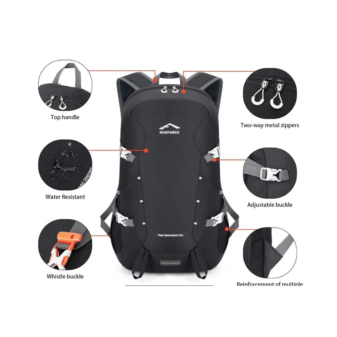 BAG Raptor Travel Hiking Compartments Backpack 15.6-inch Laptop - Black — thumbnail 2 of 3