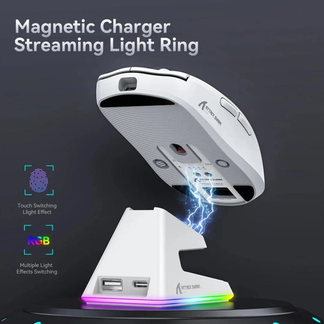 ATTACK SHARK X6  Wireless Gaming Mouse - White — thumbnail 3 of 6