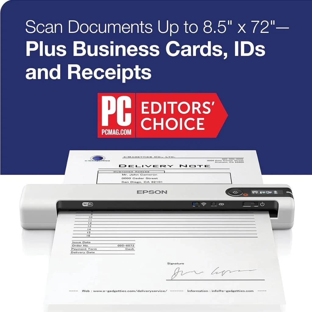 Epson DS-80W Wireless Portable Sheet-fed Document Scanner — thumbnail 2 of 6