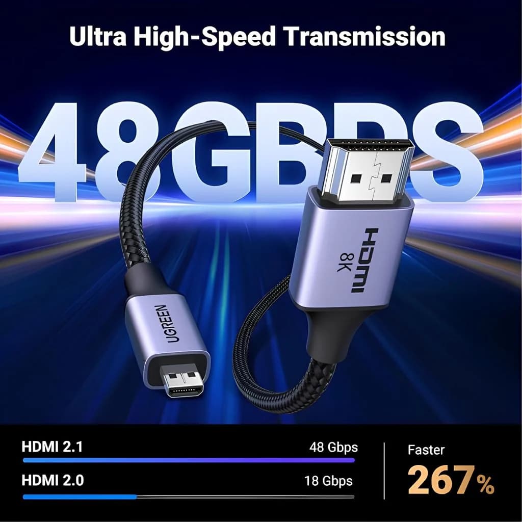 UGREEN 8K@60Hz Micro HDMI to HDMI Cable UG-15516 - 1M — thumbnail 2 of 4