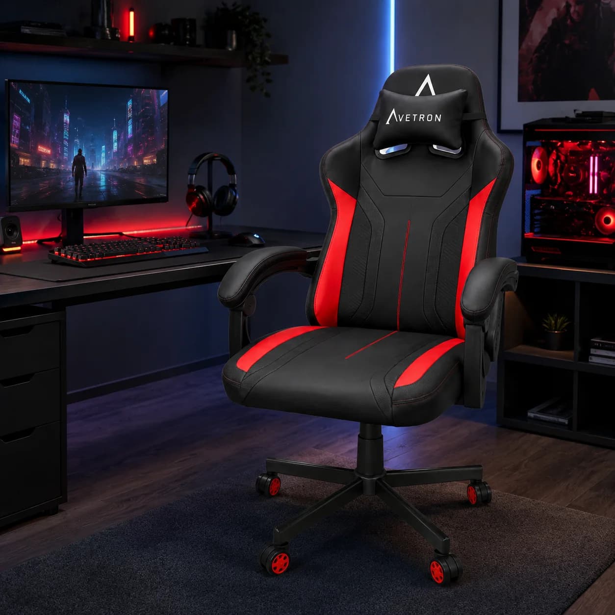 Avetron Comfy PU Leather Heavy-Duty Gaming Chair, Ergonomic Design, Adjustable Height & Recline, Lumbar Support — thumbnail 5 of 5