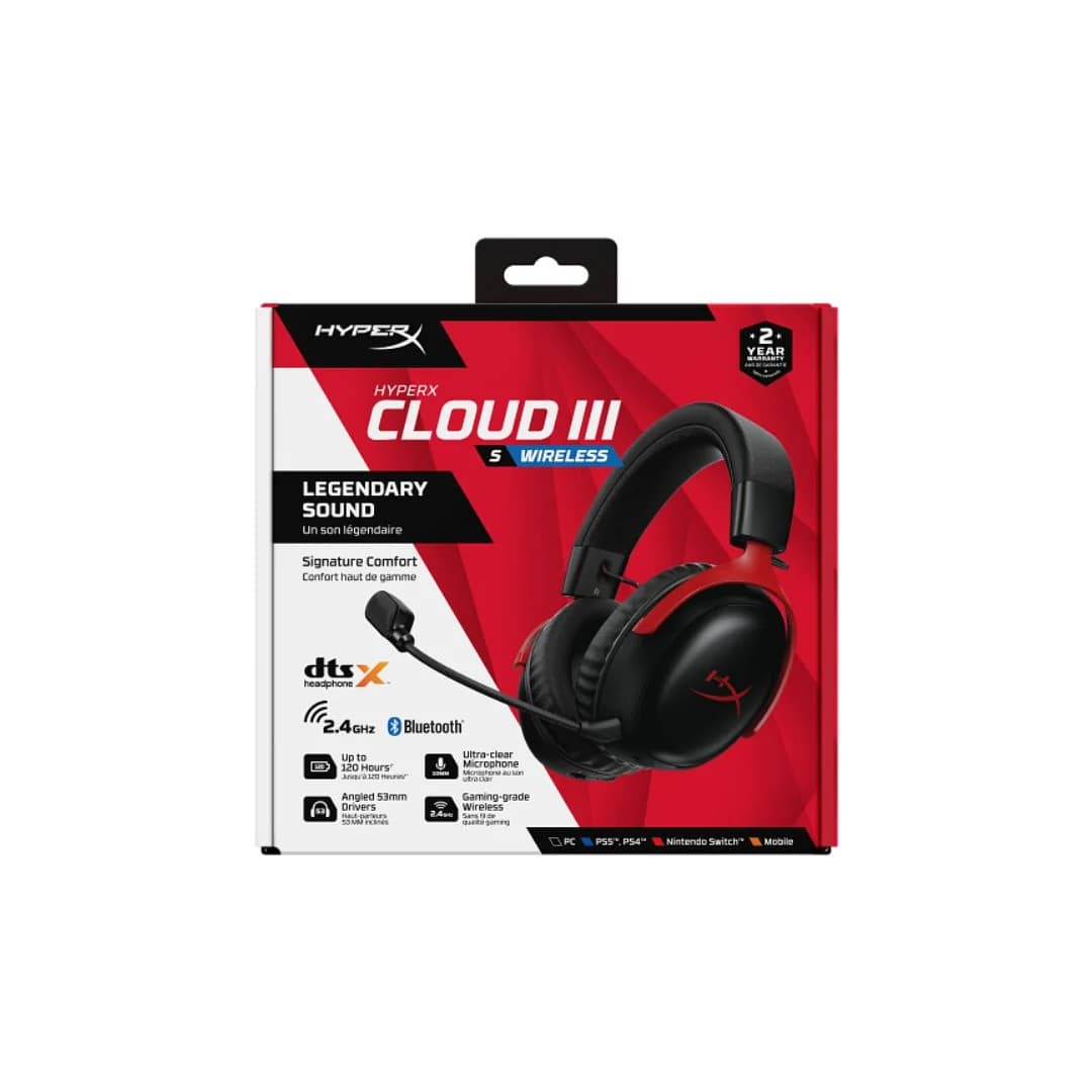 HyperX Cloud III S Wireless Gaming Headset - Black & Red — thumbnail 6 of 6