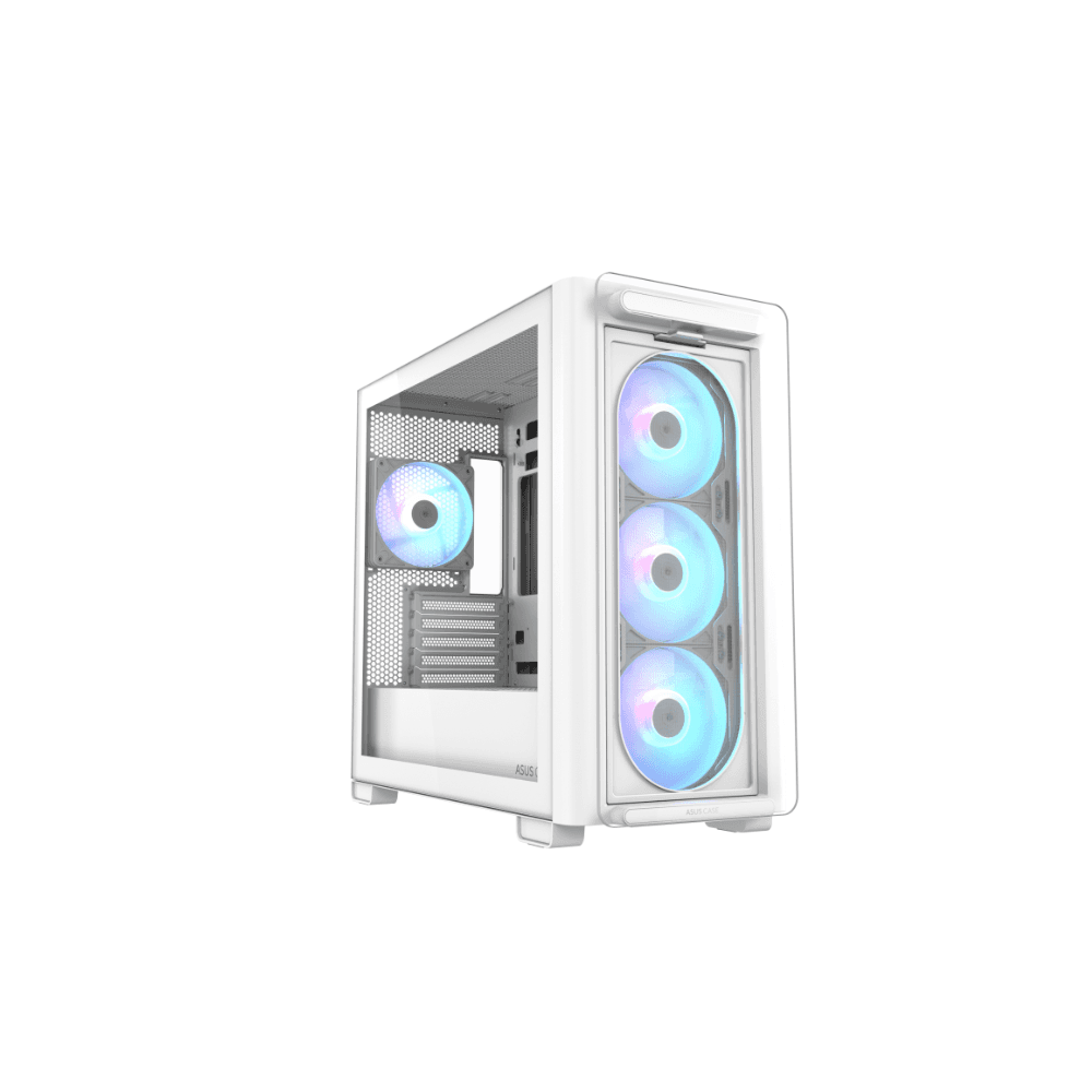 ASUS A23 PLUS ARGB Micro-ATX Gaming Case – Tempered Glass White