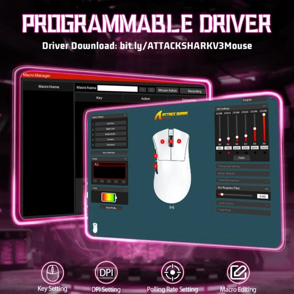 Attack Shark V3 Wireless Gaming Mouse - Berry Red — thumbnail 5 of 5