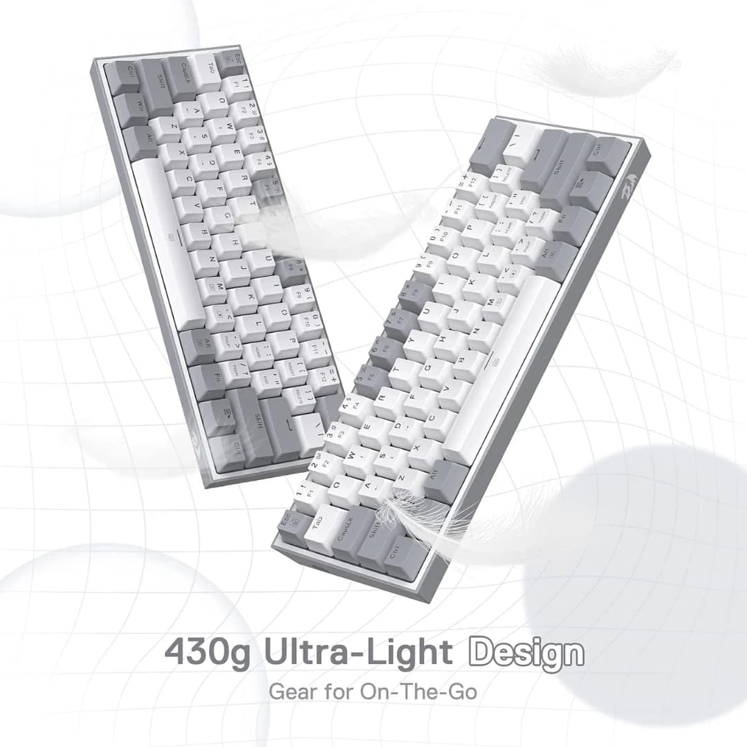 Redragon K617 Fizz 60% Mechanical Gaming Keyboard - Gray White — thumbnail 4 of 4