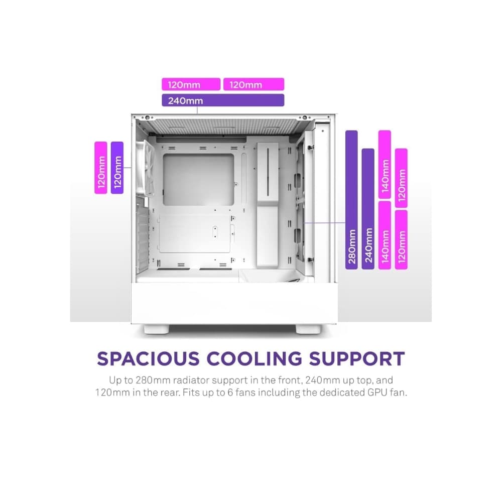 NZXT H5 FLOW RGB EDITION ATX MID TOWER  CASE-WHITE — thumbnail 3 of 6