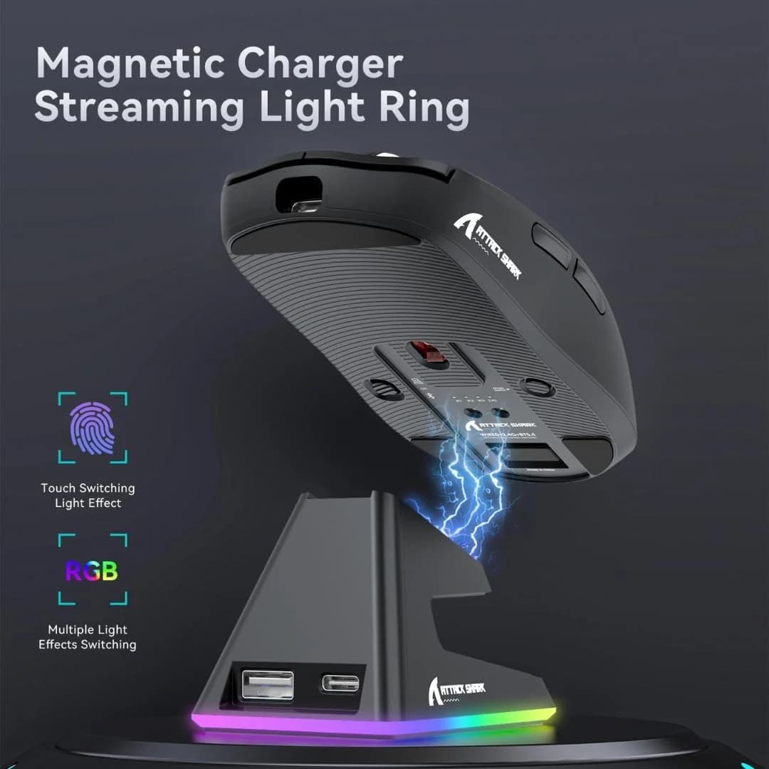 ATTACK SHARK X6  Wireless Gaming Mouse - Black — thumbnail 4 of 9
