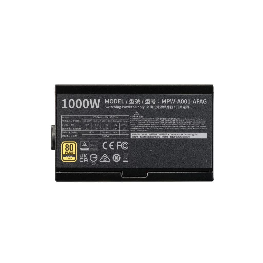Cooler Master ELITE 1000W 80 Gold Full Modular - Black — thumbnail 3 of 4