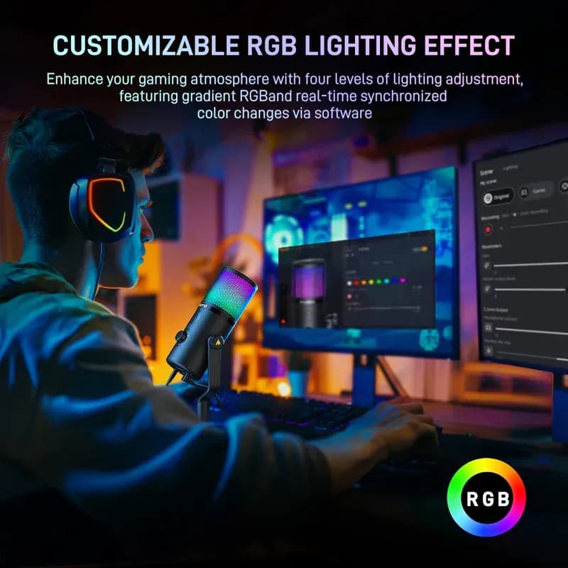 MAONO DM50 USB Condenser Microphone, 3 Polar Patterns, Smart Knob, RGB, Plug and Play for Streaming and Recording — thumbnail 8 of 9