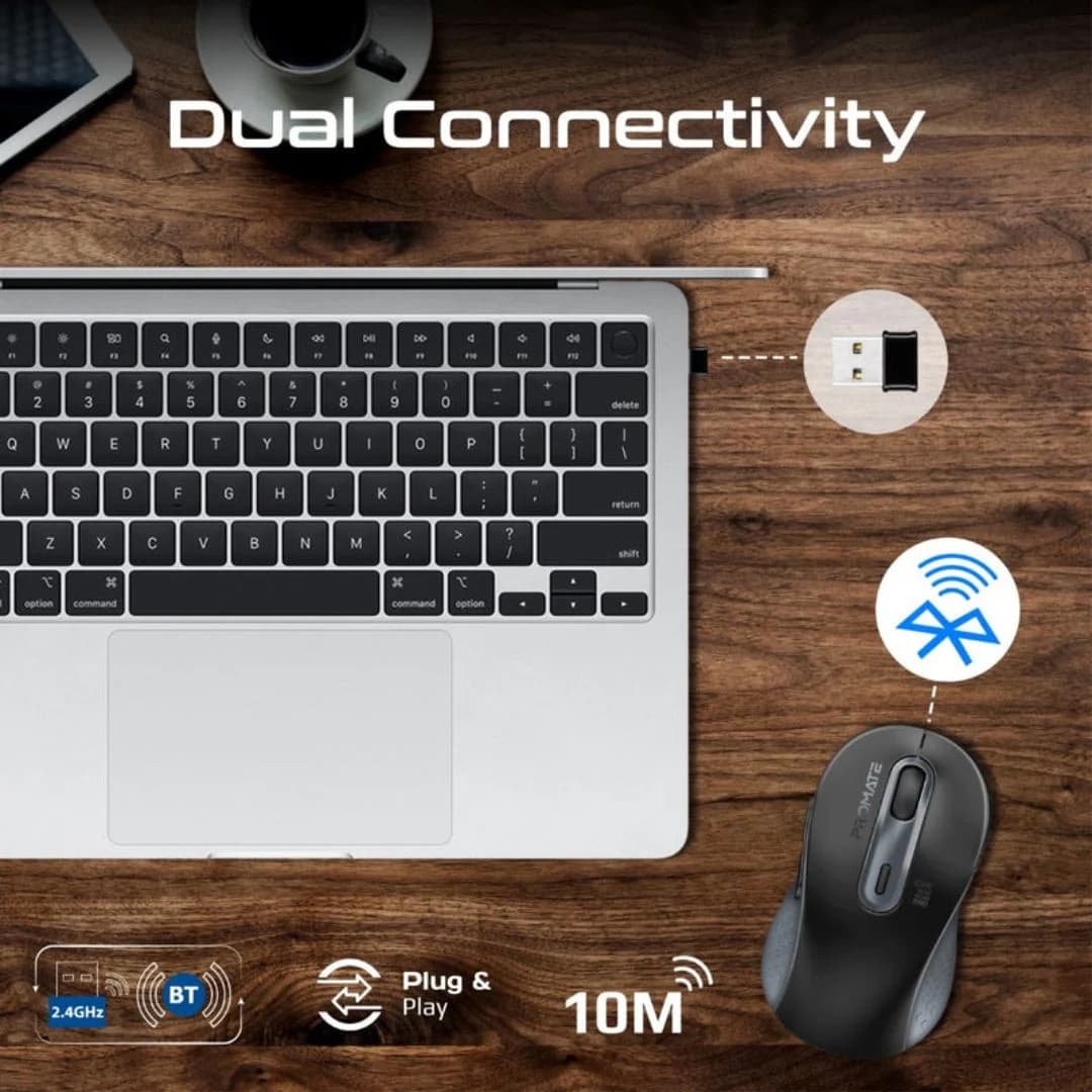 Promate Ken Dual Mode Wireless Mouse - Black — thumbnail 5 of 5