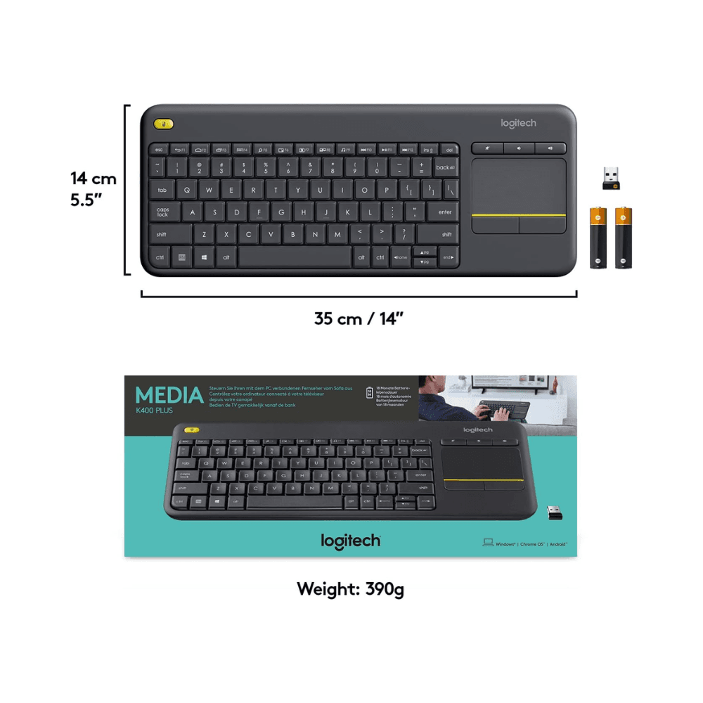 Logitech K400 Plus Wireless Touch Keyboard – Black — thumbnail 2 of 3