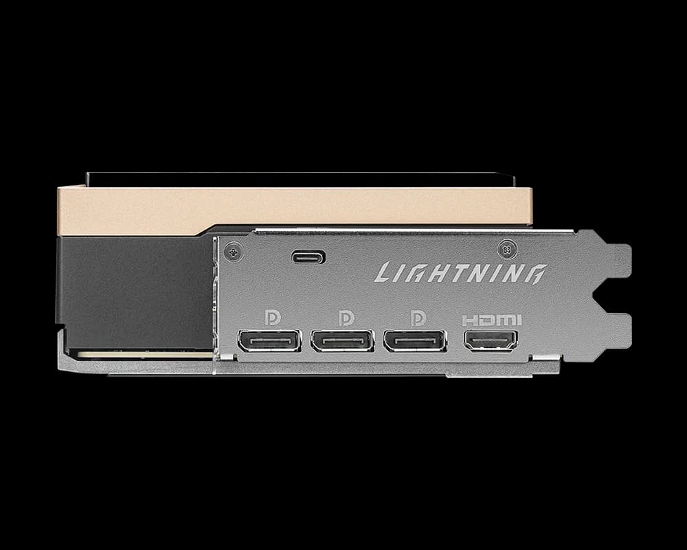 MSI GeForce RTX 5090 32G LIGHTNING Z Extreme Overclocking Graphics Card, 32GB GDDR7, 512-bit, Liquid Cooling, 2775MHz Boost, 1000W Power, Dual 16-Pin, 8” Display, PCIe 5.0, HDMI 2.1b, DP 2.1b — thumbnail 4 of 5