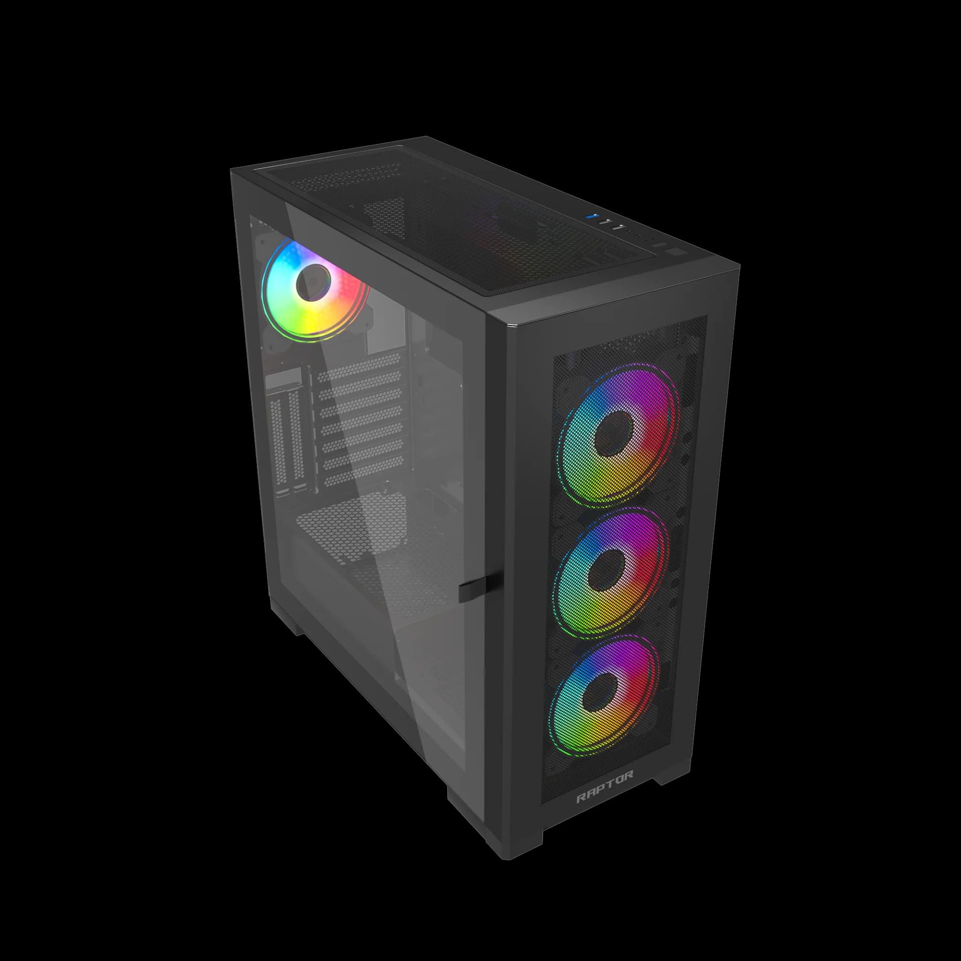 Raptor 290-XL ARCTIC HAWK RGB Mid Tower Case - Black — thumbnail 4 of 10