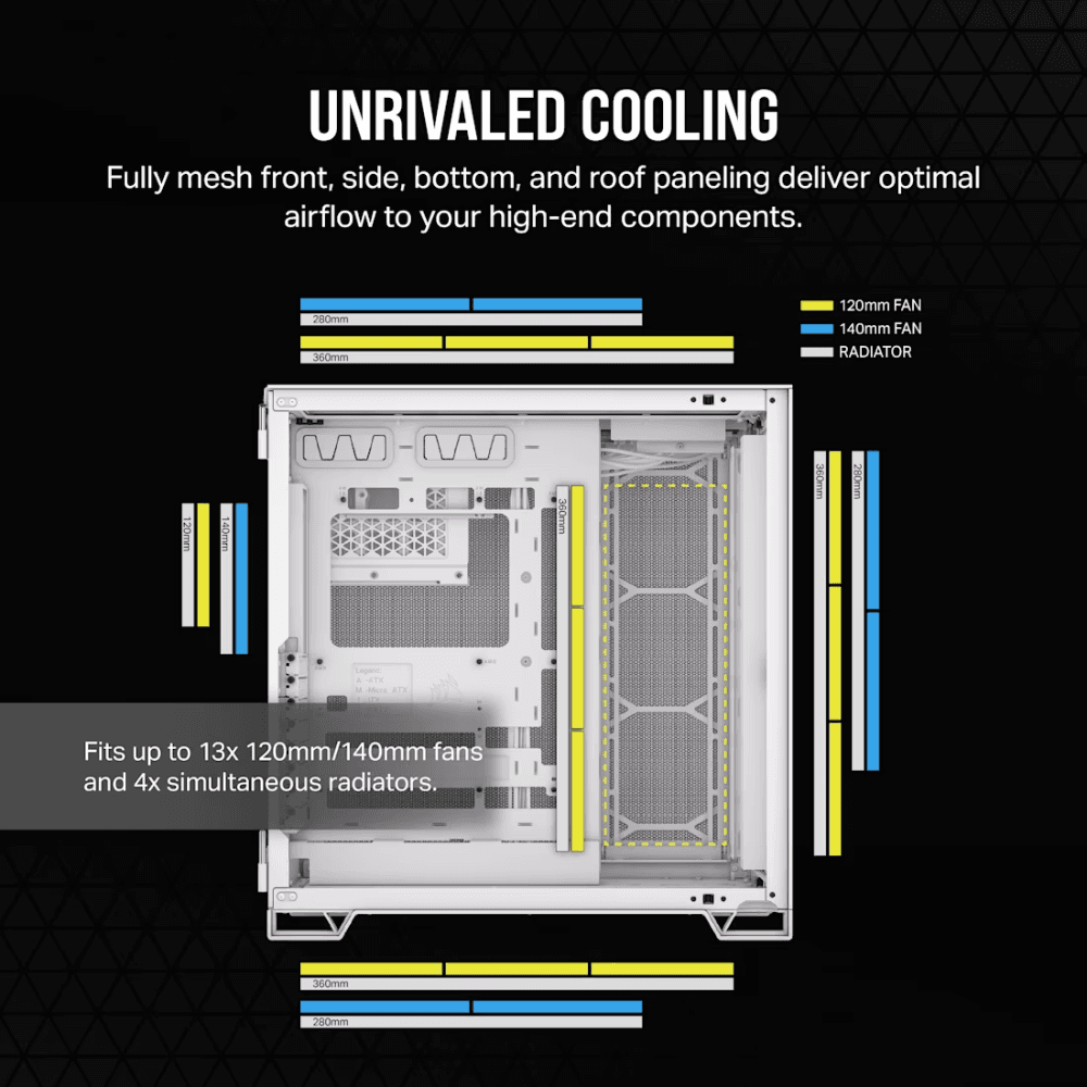 CORSAIR 6500D AIRFLOW TEMPERED GLASS MT CASE WHITE — thumbnail 7 of 8