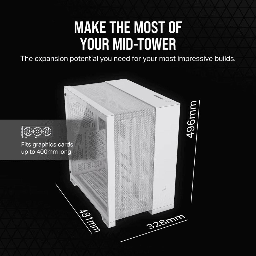 CORSAIR 6500D AIRFLOW TEMPERED GLASS MT CASE WHITE — thumbnail 8 of 8