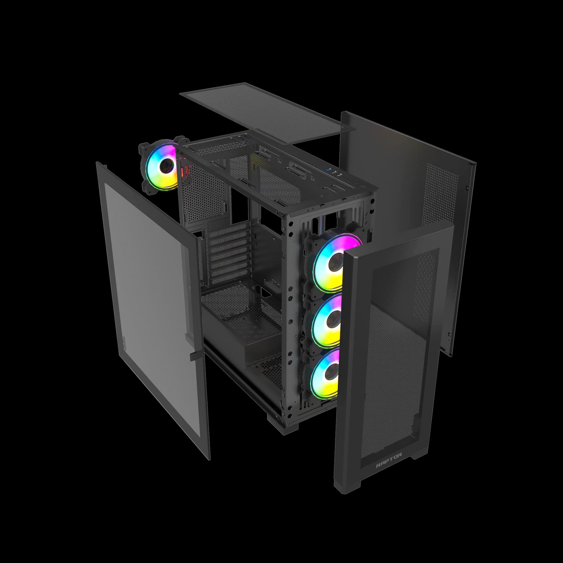 Raptor 290-XL ARCTIC HAWK RGB Mid Tower Case - Black — thumbnail 10 of 10