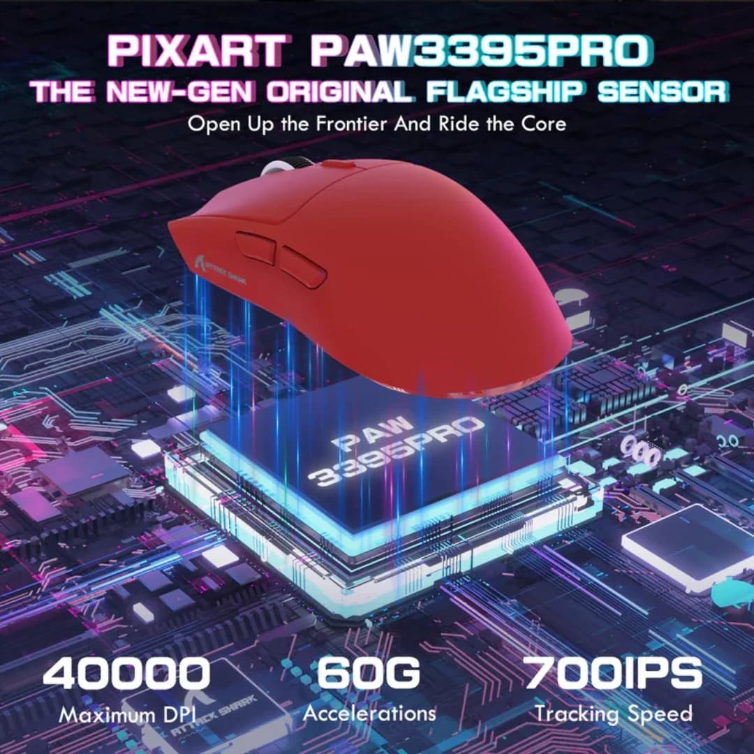 ATTACK SHARK X1 Tri-mode Gaming Mouse - Red — thumbnail 2 of 5
