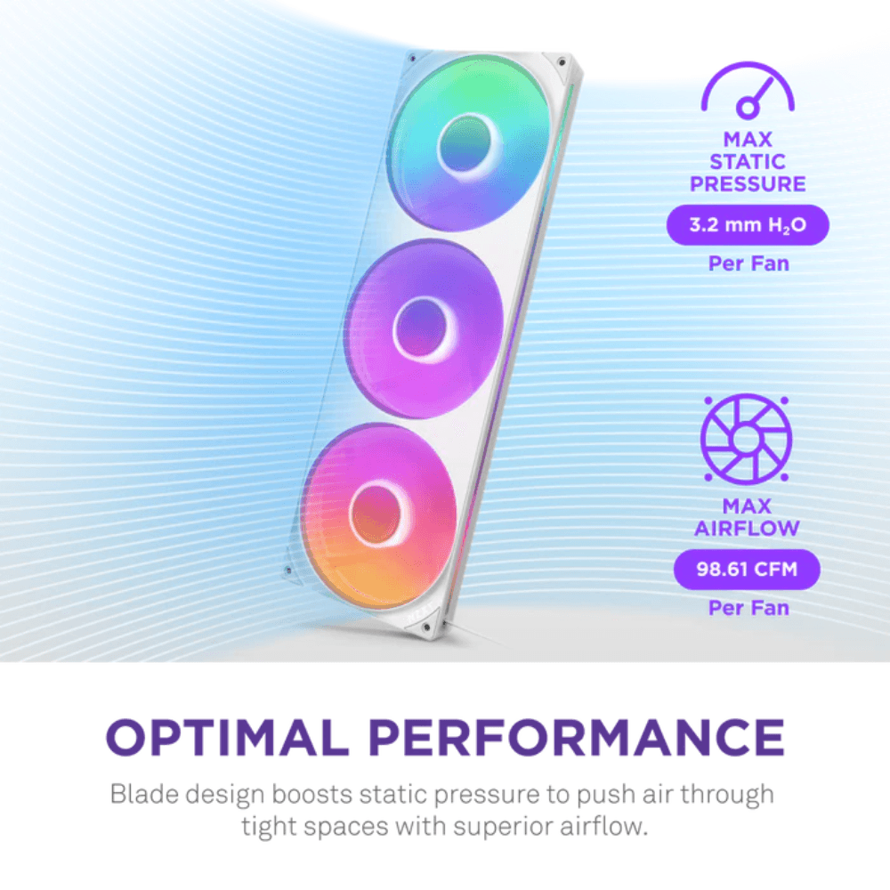 NZXT F420 RGB SINGLE FAN FRAME-WHITE — thumbnail 5 of 7